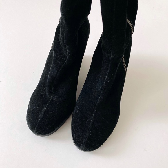 FRANCO SARTO 6.5 Black Suede Wedge Boots - Picture 3 of 11